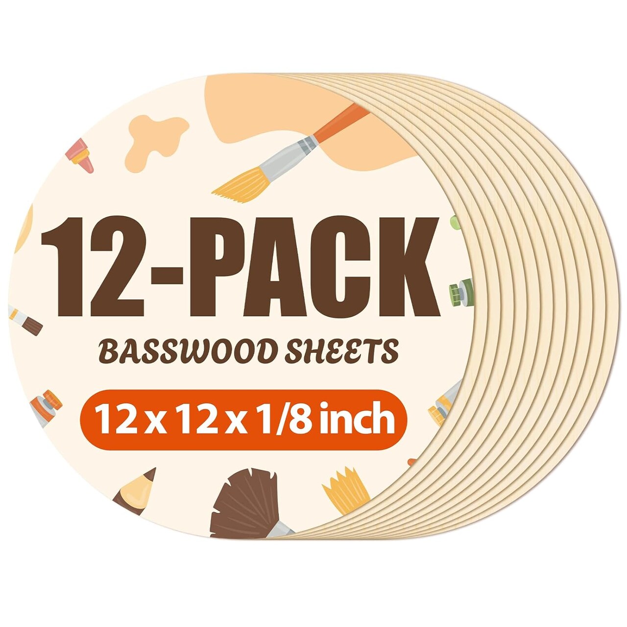 12 Pack Round Basswood Plywood Thick Unfinished Wood for Laser Cutting and Engraving